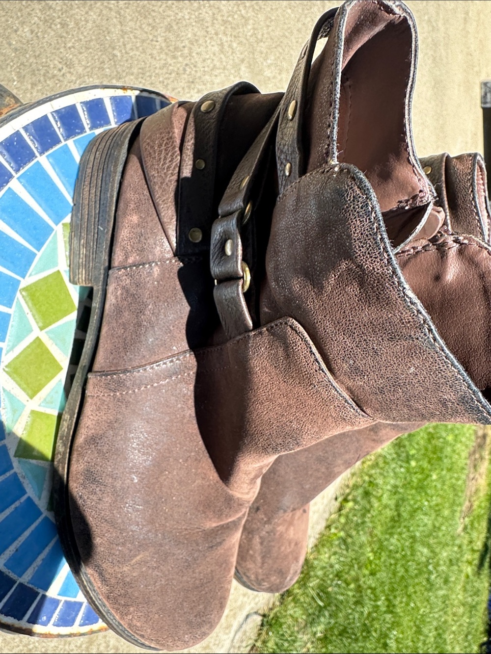 Sonoma Brown Suede Ankle Boots with Buckle Strap